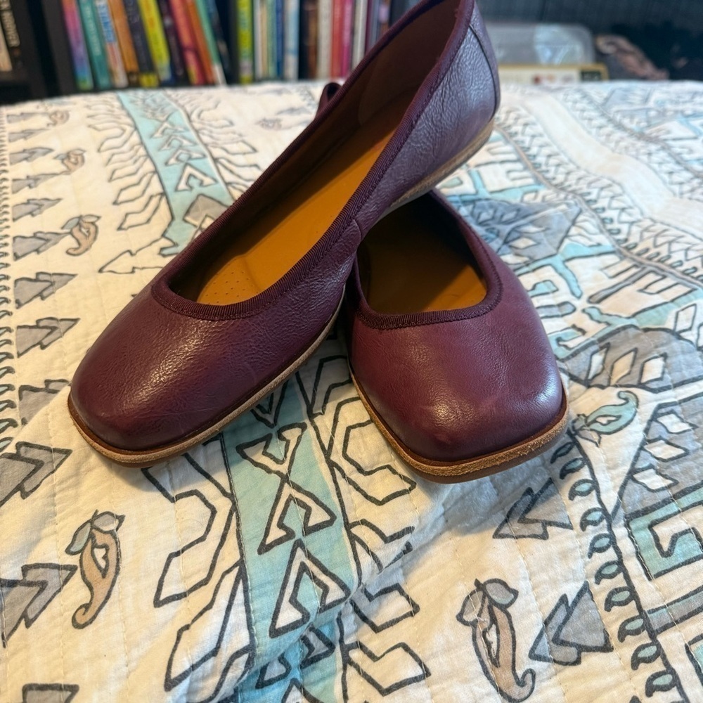 Kork-Ease Purple Leather Square Toe Palermo Slip On Ballet Flat Size 8.5 Womens - Picture 5 of 8